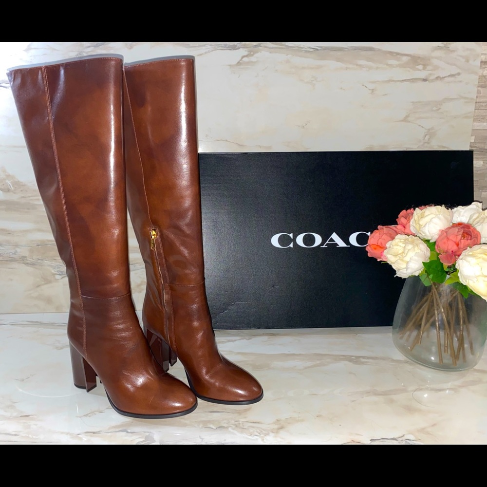 Coach Women's Brigitte Boots - Smooth Brown Leather, Size 7; New in Box